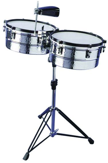 Stagg TMM-CR, timbales se stojan a cowbellem