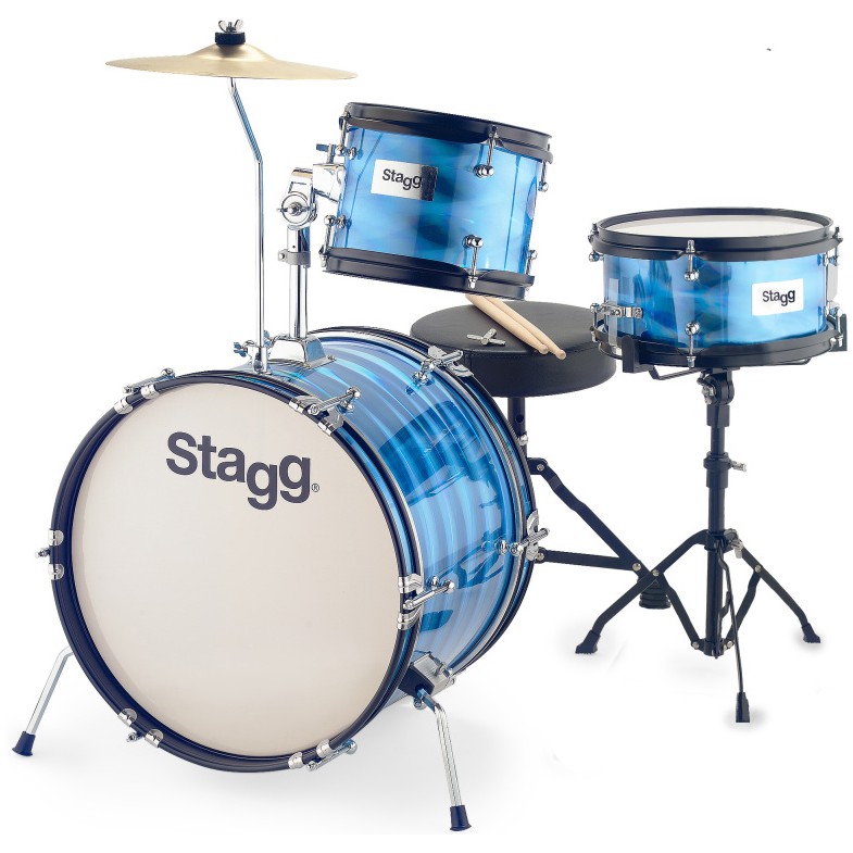 Fotografie Stagg TIM JR 3/16B BL, dětská bicí sada, modrá