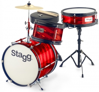 Stagg TIM JR 3/12B RD dětská bicí souprava 3-dílná včetně příslušenství, červená